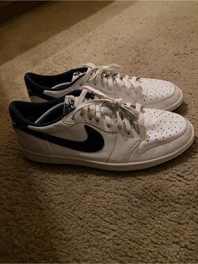 Nike Jordan 1 low Men's White and Navy Low-Profile Sneakers